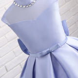 A Line High Neck Sleeveless Bowknot Satin Flower Girl Dress WH14817