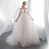 Fashion V-Neck Lace Court Train Wedding Dress WH36663