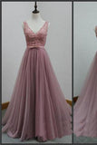 V-Back Tulle A Line Discount Party Cocktail Evening Long Prom Dresses Online PD0173