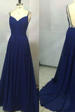 Sweetheart Royal Blue Sleeveless Spaghetti Straps Prom Dress