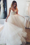 Elegant V-Neck Tulle Chiffon Wedding Dress
