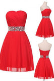 Elegant Sweetheart Sparkle Red Short Homecoming Dress with Beading PM467
