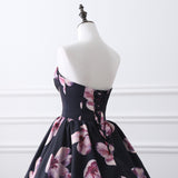 Ball Gown Strapless Floral Satin Court Train Prom Dress Party Dress WH26402