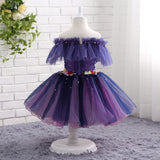 Princess Off The Shoulder Appliques Pearls Tulle Flower Girl Dresses With Pearls Lovely Little Girl Dresses WH20806