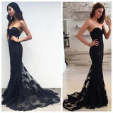 Mermaid Sexy Sweetheart Strapless Lace Sleeveless Evening Dresses