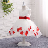 A Line V-Neck Sleeveless Appliques Tulle Flower Girl Dress With Big Bowknot WH13812