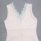 Pink Sleeveless V-Neck Lace Edge Sheath Homecoming Dresses