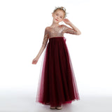 Cute Burgundy A Line Tulle Flower Girl Dresses With Sequins