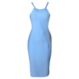 Sky Blue Straps Sleeveless Back Slit Homecoming Dresses