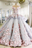Flowers Quinceanera Backless Pretty Long Wedding Dresses