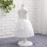 A Line Round Neck Sleeveless Lace Flower Girl Dress WH14807