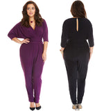 Sexy V-Neck 3/4 Sleeve Purple Formal Jumpsuit FP1131