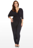 Sexy V-Neck 3/4 Sleeve Purple Formal Jumpsuit FP1131