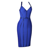 Blue Straps Halter V-Neck Homecoming Dresses