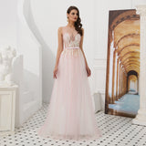 Gorgeous A Line See-through Sleeveless Beading Tulle Prom Dress WH60313