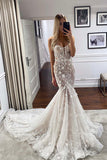 Gorgeous Mermaid Sweetheart Lace Wedding Dresses with Appliques N137