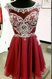 A Line Red Chiffon Beading Homecoming Dress PM429