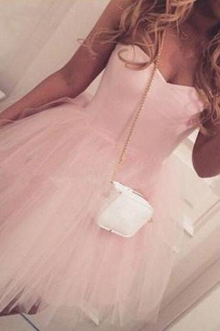 Adorable A Line Sweetheart Short Pink Tulle Homecoming Dress PM474