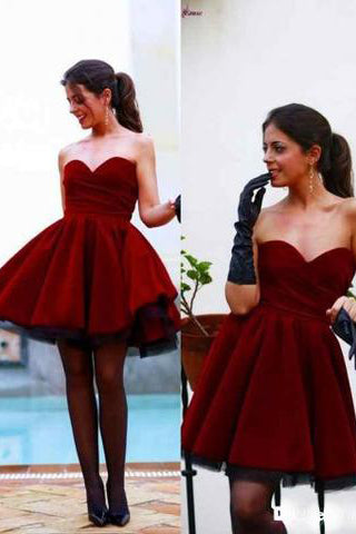 Fabulous Sweetheart Short Burgundy Velet Prom Homecoming Dress Ruched PM461