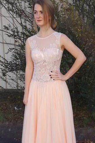 Sweetheart A Line Peach Chiffon Sleeveless Pink Open Back Prom Dress