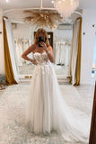 A-line Sweetheart Tulle Wedding Dress with Appliques N094