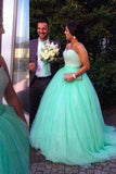 Sexy Green A Line Tulle Strapless Sleeveless Beads Prom Dress
