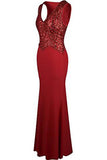 Mermaid V-Neck Sequin Beading Sheath Long Prom Dresses