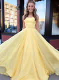 A Line Sleeveless Yellow Prom Dresses Chiffon Evening Dresses PD1103