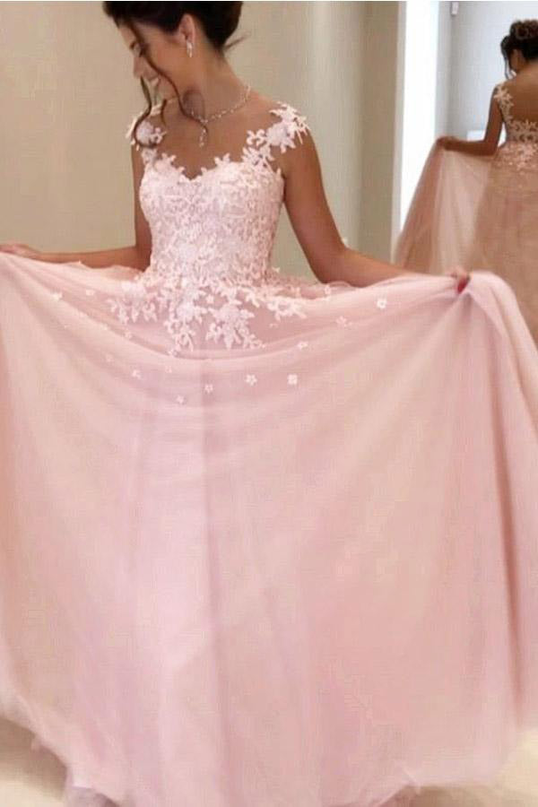 Gorgeous A-line Pink Chiffon Long Sweetheart Floor-Length Sleeveless Prom Dresses uk PM355