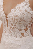 A Line Spaghetti Straps Chiffon Wedding Dresses with Appliques N057