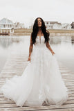 A-line Strapless Tulle Long Wedding Dress with Appliques N103