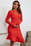 Red Long Sleeveless Ruffles Mermaid Short Homecoming Dress