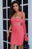 Spring Mesh Single Sleeve Suspender Solid Short Homecoming Dress