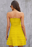 Elegant Yellow Sleeveless Short Homecoming Dress