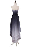 A Line High Low Sweetheart Strapless Ruffles Ombre Homecoming Dresses PW852