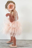 Adorable A Line Knee length Pink Tulle Little Flower Girl Dress with Lace Party Dress FG1005