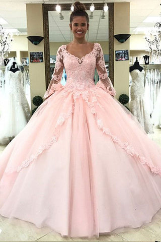 products/Ball_Gown_Pink_V_Neck_Long_Sleeve_Appliques_Prom_Dresses_with_Lace_up_Quinceanera_Dresses_H1136-1.jpg
