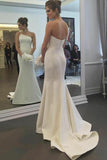 Charming Irregular Strapless Satin Wedding Gown Mermaid Backless Wedding Dresses W1039