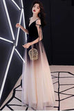 Chic Black Ombre Tulle Prom Dresses, Unique V Neck Sleeveless Party Dresses, Dance Dress P1045