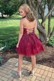 A-line Sleeveless Appliques Tulle Short Prom Dresses Homecoming Dresses