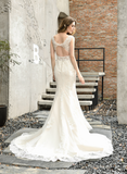 Mermaid V-Neck Sleeveless Appliques Tulle Wedding Dress WH45398