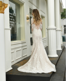 Mermaid V-Neck Long Sleeve Lace Split Prom Wedding Dress WH47394