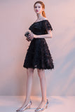 Elegant Black Off The Shoulder Short Homecoming Dresses DTH0020