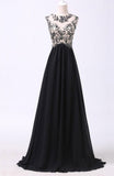 Elegant Black Appliques Long Prom Dress PM569