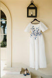 Elegant Ivory Wedding Dresses Bateau Embroidery Romantic Half Sleeve Bridal Gown W1028