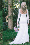 Lace Long Sleeve Beach Backless Outdoor Garden Handmade Women's Wedding Dress PM56
