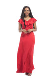 Ruffle V-Neck Formal Long Dresses FP3510