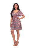 V-Neck Short Sleeve Floral Dresses FP6021