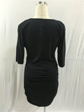 Black Sheath Round Neck Half Sleeve Short Prom Dresses Evening Dresses FP2561