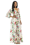 V-Neck 3/4 Sleeve Floral Casual Dresses Party Dresses FP6022